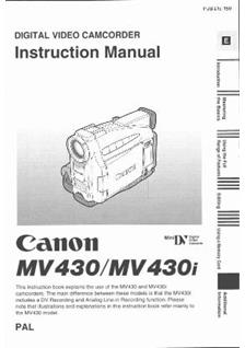 Canon MV 430 manual. Camera Instructions.